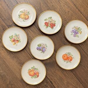 Vintage Hutschenreuther Bavaria Pasco Fruit Gold Rim 8” Plates Set of 7